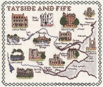 Tayside & Fife Map Cross Stitch Kit - Classic Embroidery
