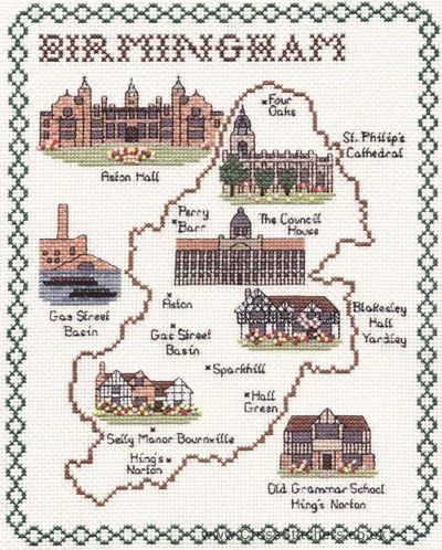 Birmingham Map Cross Stitch Kit - Classic Embroidery