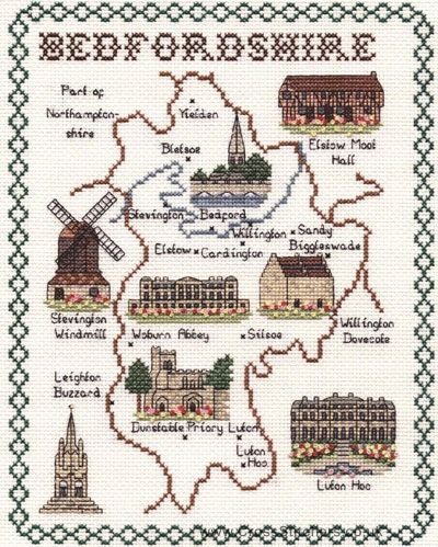Bedfordshire Map Cross Stitch Kit - Classic Embroidery
