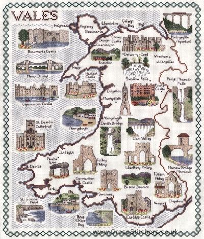 Map Of Wales Cross Stitch Kit - Classic Embroidery