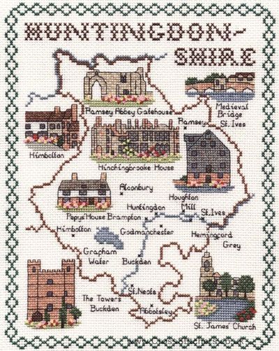 Huntingdonshire Map Cross Stitch Kit - Classic Embroidery