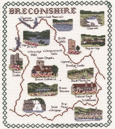 Breconshire Map Cross Stitch Kit - Classic Embroidery