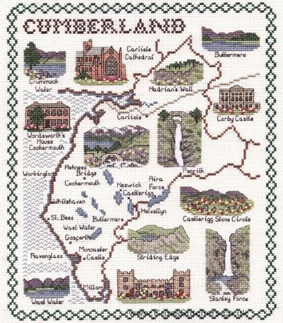 Cumberland Map Cross Stitch Kit - Classic Embroidery