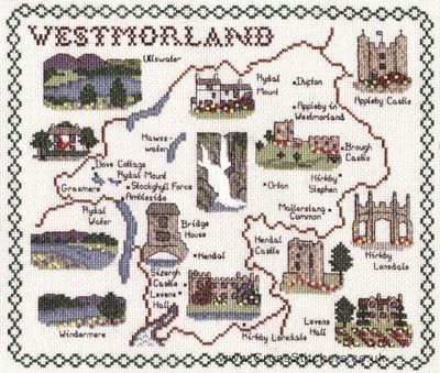 Westmorland Map Cross Stitch Kit - Classic Embroidery