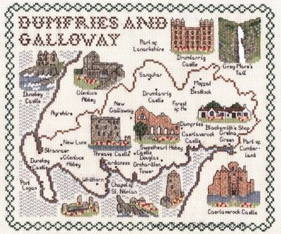 Dumfries & Galloway Map Cross Stitch Kit - Classic Embroidery
