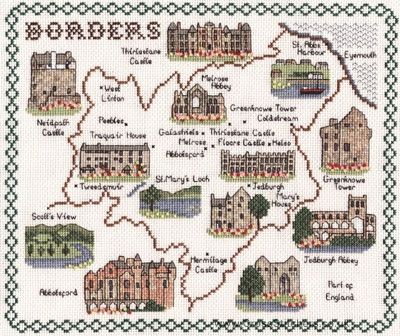Borders Map Cross Stitch Kit - Classic Embroidery
