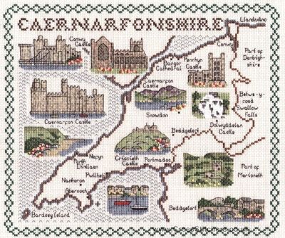 Caernarfonshire Map Cross Stitch Kit - Classic Embroidery
