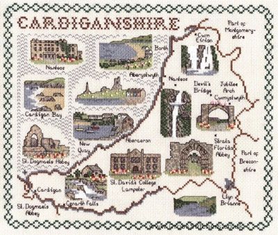 Cardiganshire Map Cross Stitch Kit - Classic Embroidery
