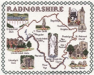 Radnorshire Map Cross Stitch Kit - Classic Embroidery