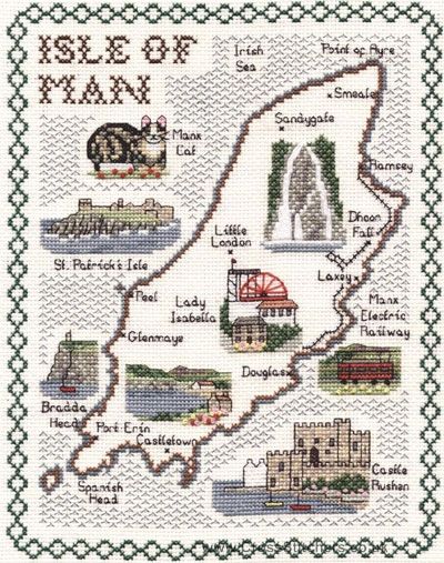 Isle Of Man Map Cross Stitch Kit - Classic Embroidery