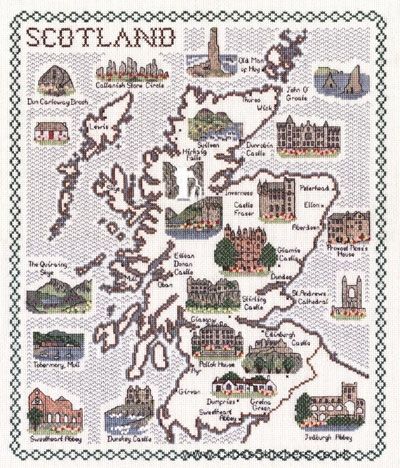 Map Of Scotland Cross Stitch Kit - Classic Embroidery