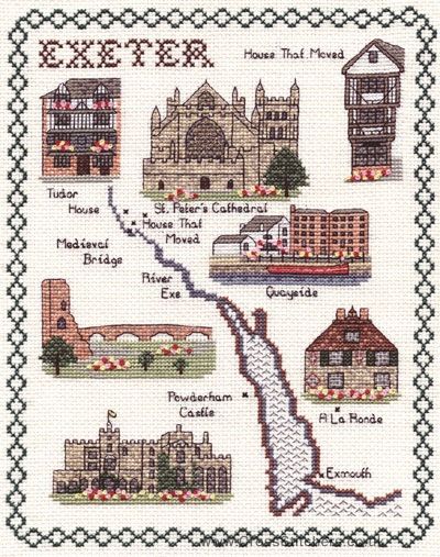 Exeter Map Cross Stitch Kit - Classic Embroidery