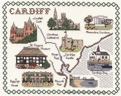 Cardiff Map Cross Stitch Kit - Classic Embroidery