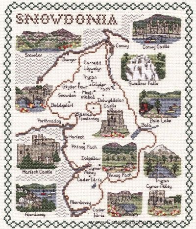 Snowdonia Map Cross Stitch Kit - Classic Embroidery