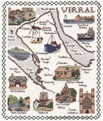 Wirral Map Cross Stitch Kit - Classic Embroidery