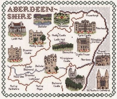 Aberdeenshire Map Cross Stitch Kit - Classic Embroidery