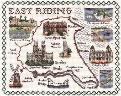 East Riding Map Cross Stitch Kit - Classic Embroidery