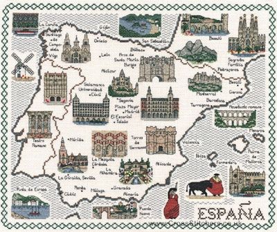 Map Of Spain Cross Stitch Kit - Classic Embroidery