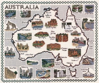 Map Of Australia Cross Stitch Kit - Classic Embroidery