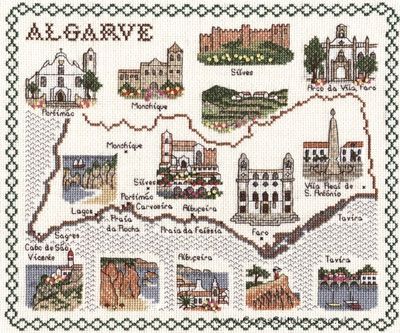 Algarve Map Cross Stitch Kit - Classic Embroidery