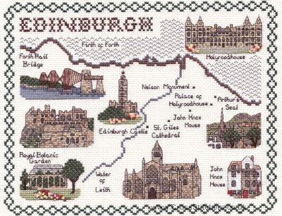 Edinburgh Map Cross Stitch Kit - Classic Embroidery