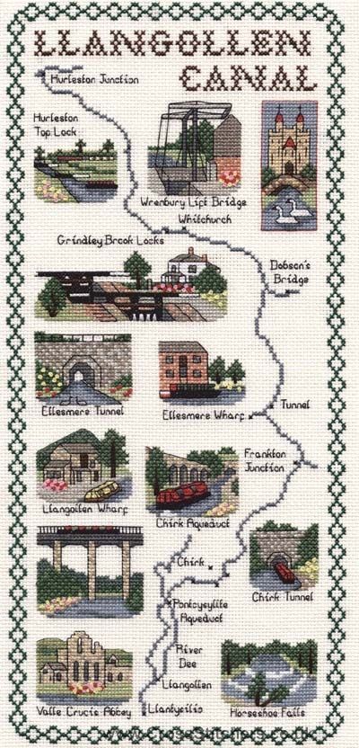 LLangollen Canal Map Cross Stitch Kit - Classic Embroidery