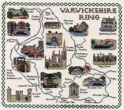 Warwickshire Ring Map Cross Stitch Kit - Classic Embroidery