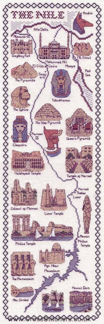 The Nile Map Cross Stitch Kit - Classic Embroidery