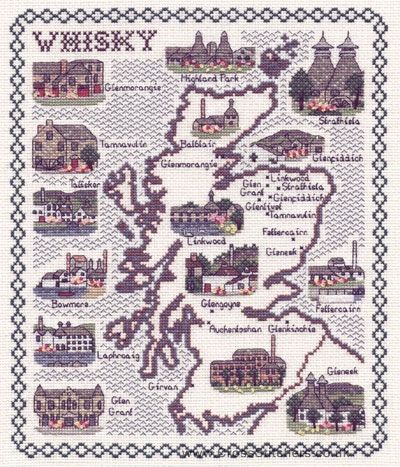 Whisky Map Cross Stitch Kit - Classic Embroidery