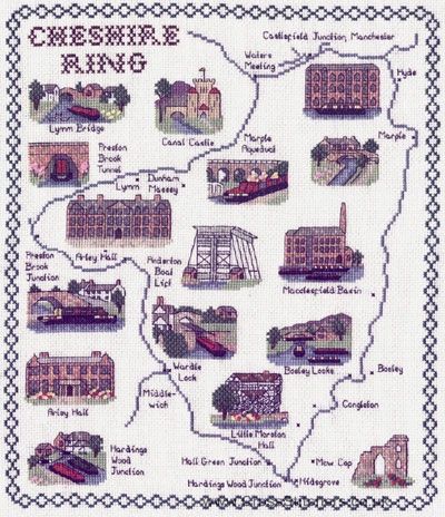 Cheshire Ring Map Cross Stitch Kit - Classic Embroidery