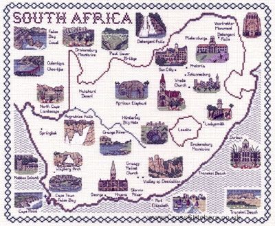Map Of South Africa Cross Stitch Kit - Classic Embroidery