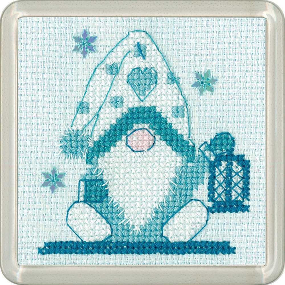 Frosted Gonk Lantern Cross Stitch Coaster Kit Heritage Crafts