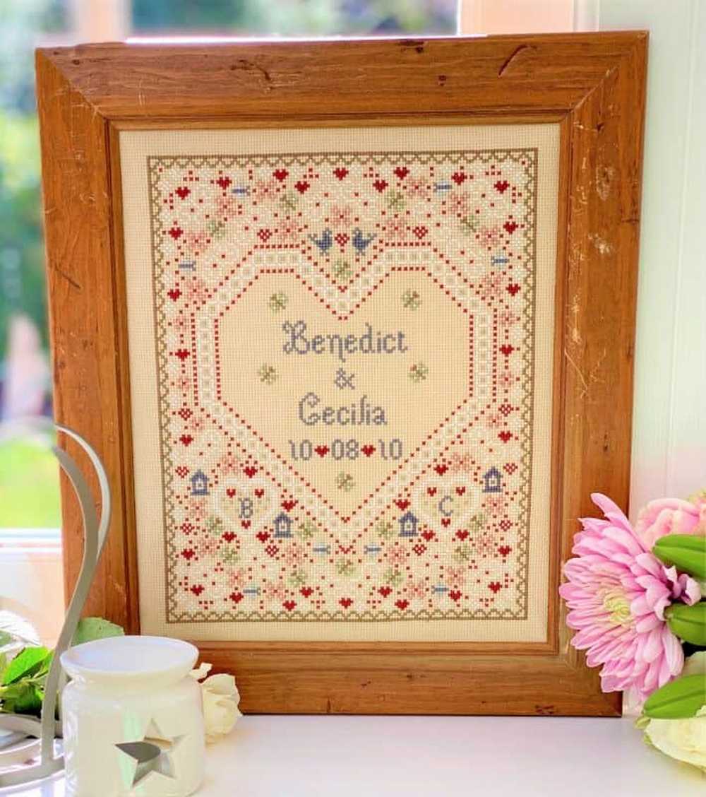 Confetti Wedding Sampler Cross Stitch Kit Historical Sampler Co