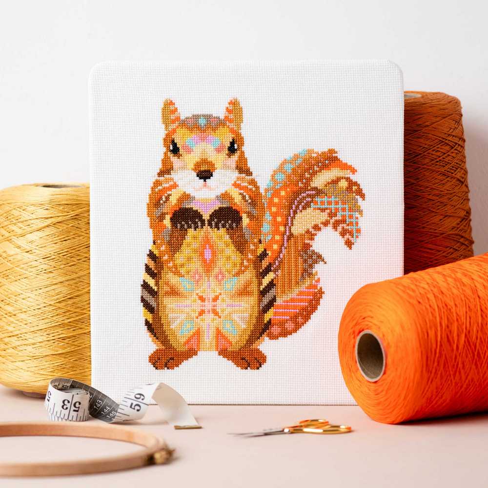 Mandala Squirrel Cross Stitch Kit ~ Meloca Designs