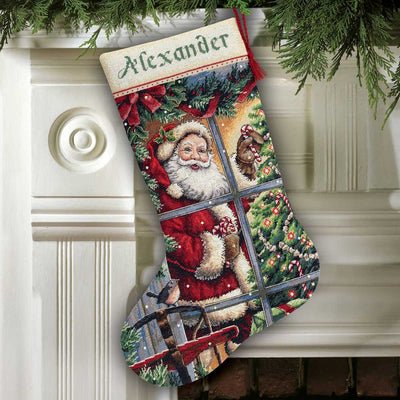 Candy Cane Santa Stocking Cross Stitch Kit - Dimensions Gold