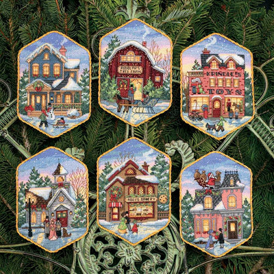 Xmas Village Cross Stitch Kit - Dimensions Gold