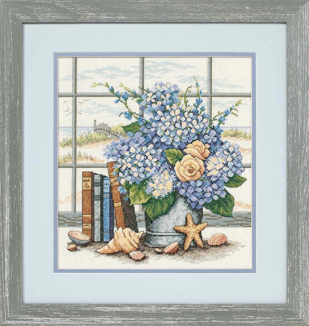 Hydrangeas and Shells Cross Stitch Kit - Dimensions