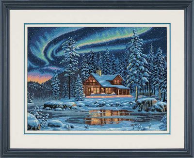 Aurora Cabin Cross Stitch Kit - Dimensions Gold