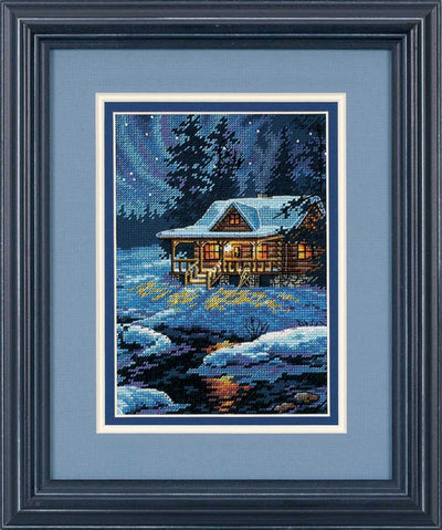 Moonlit Cabin Cross Stitch Kit - Dimensions Gold