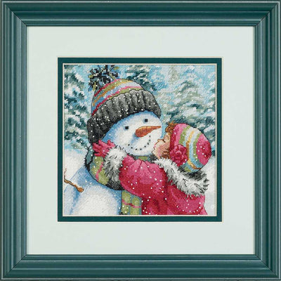 A Kiss for Snowman Cross Stitch Kit - Dimensions Gold