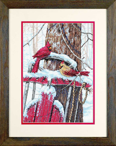 Cardinals on Sled Cross Stitch Kit - Dimensions