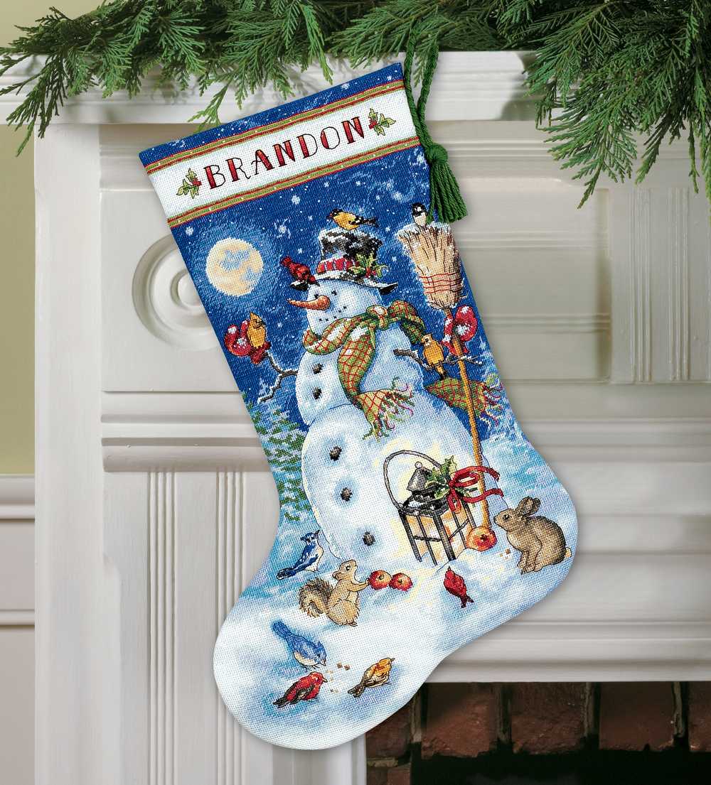 Snowman & Friends Stocking Cross Stitch Kit - Dimensions Gold