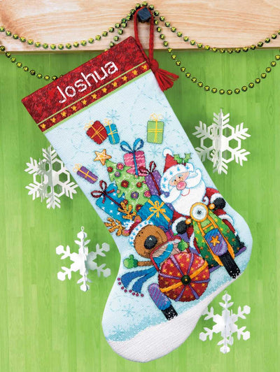 Santa's Sidecar Stocking Cross Stitch Kit - Dimensions