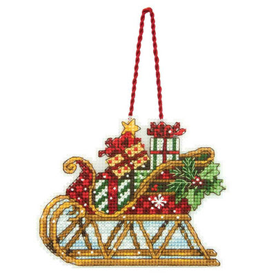 Sleigh Ornament Cross Stitch Kit - Dimensions