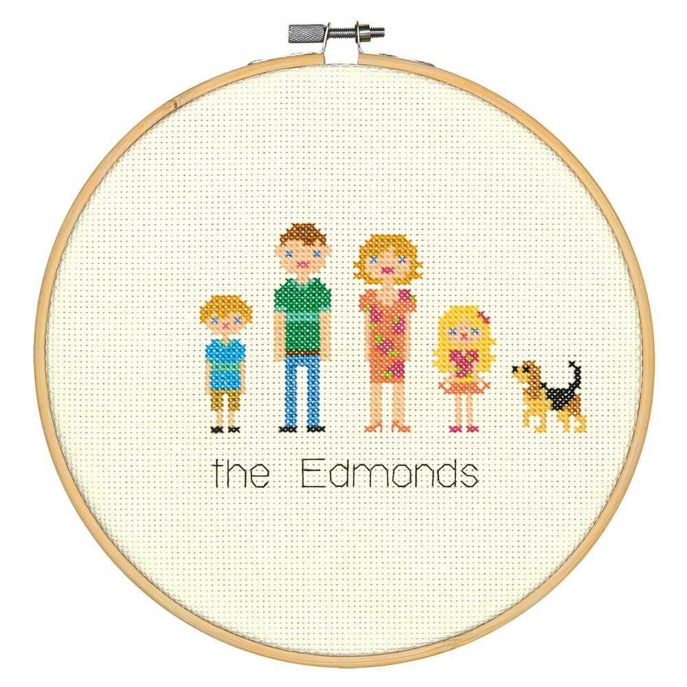 All in the Family Cross Stitch Kit with Hoop - Dimensions