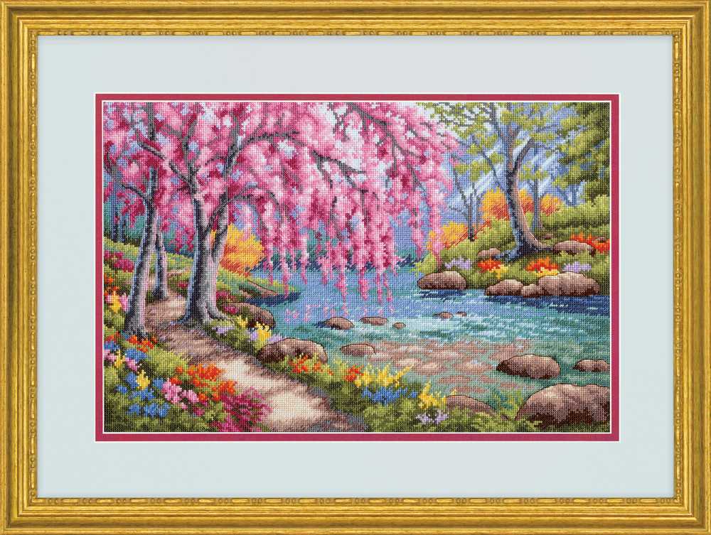 Cherry Blossom Creek Cross Stitch Kit - Dimensions