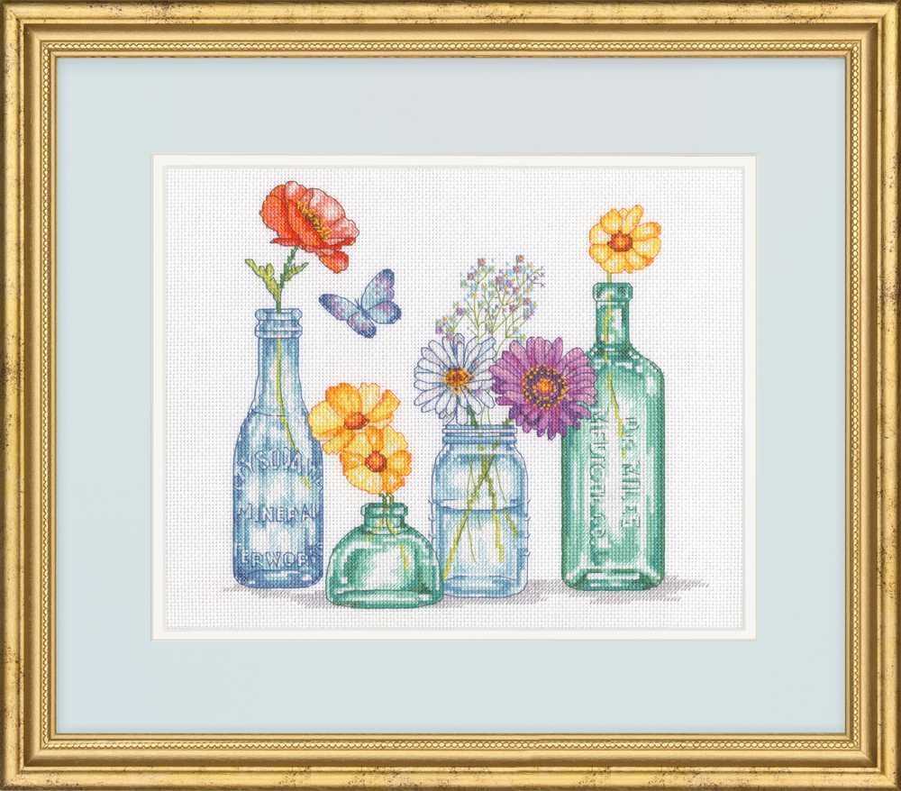 Wildflower Jars Cross Stitch Kit - Dimensions