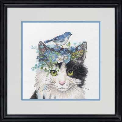Floral Crown Cat Cross Stitch Kit - Dimensions
