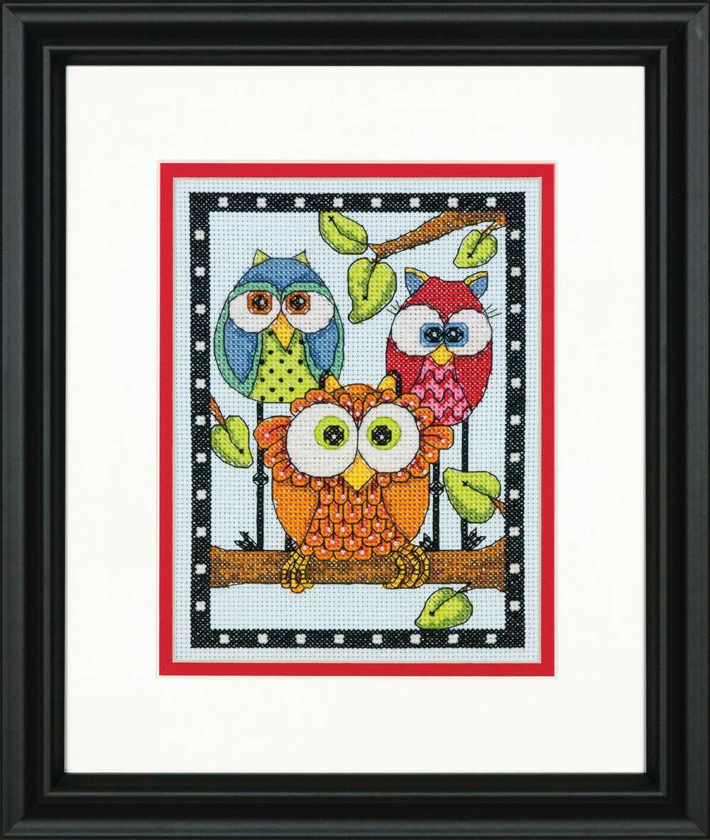 Owl Trio Mini Cross Stitch Kit - Dimensions