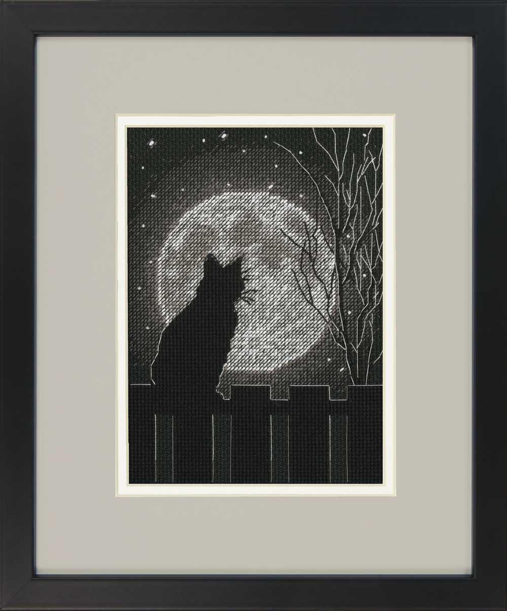 Black Moon Cat Cross Stitch Kit - Dimensions